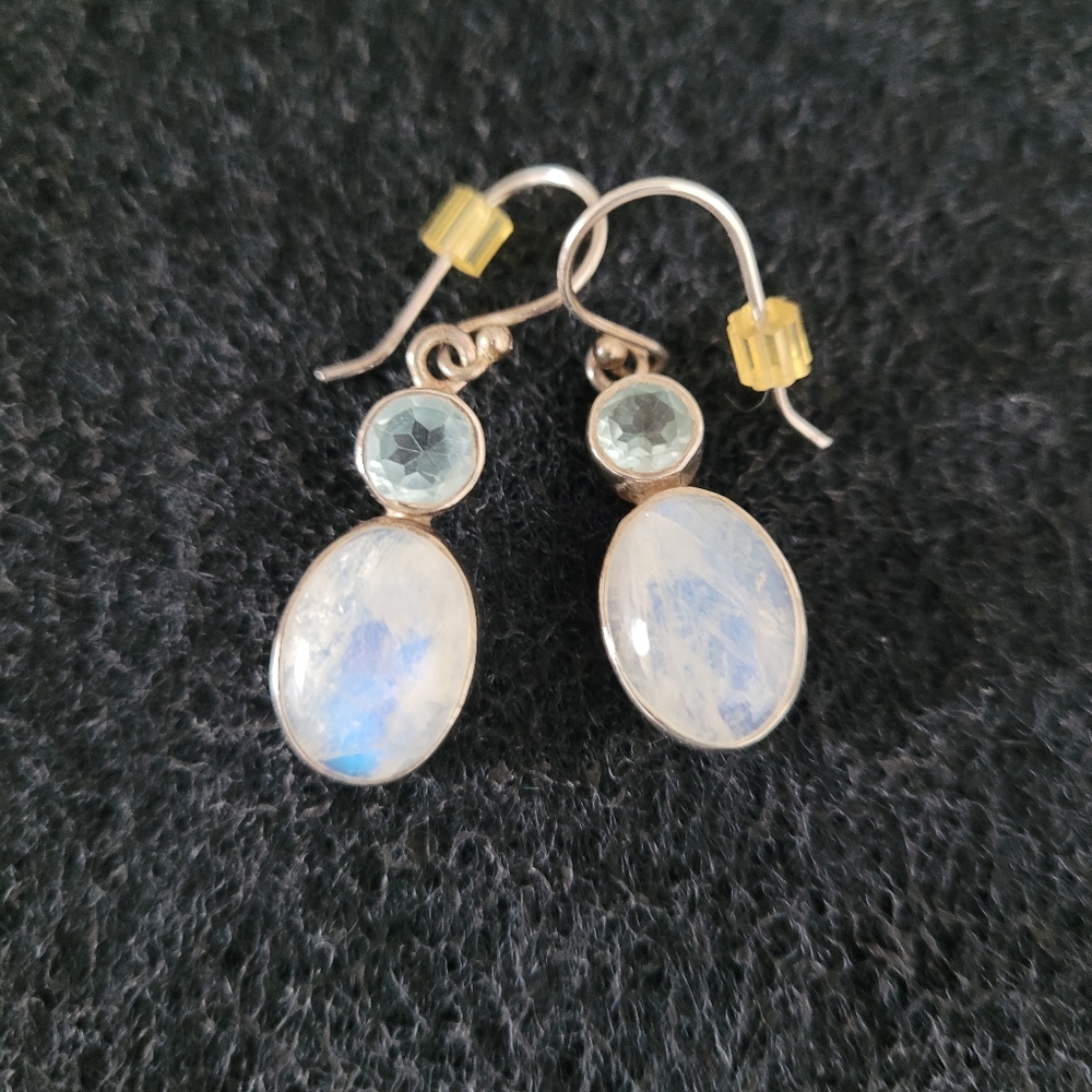 Moonstone Sterling Silver Earrings - Picture 7 of 7